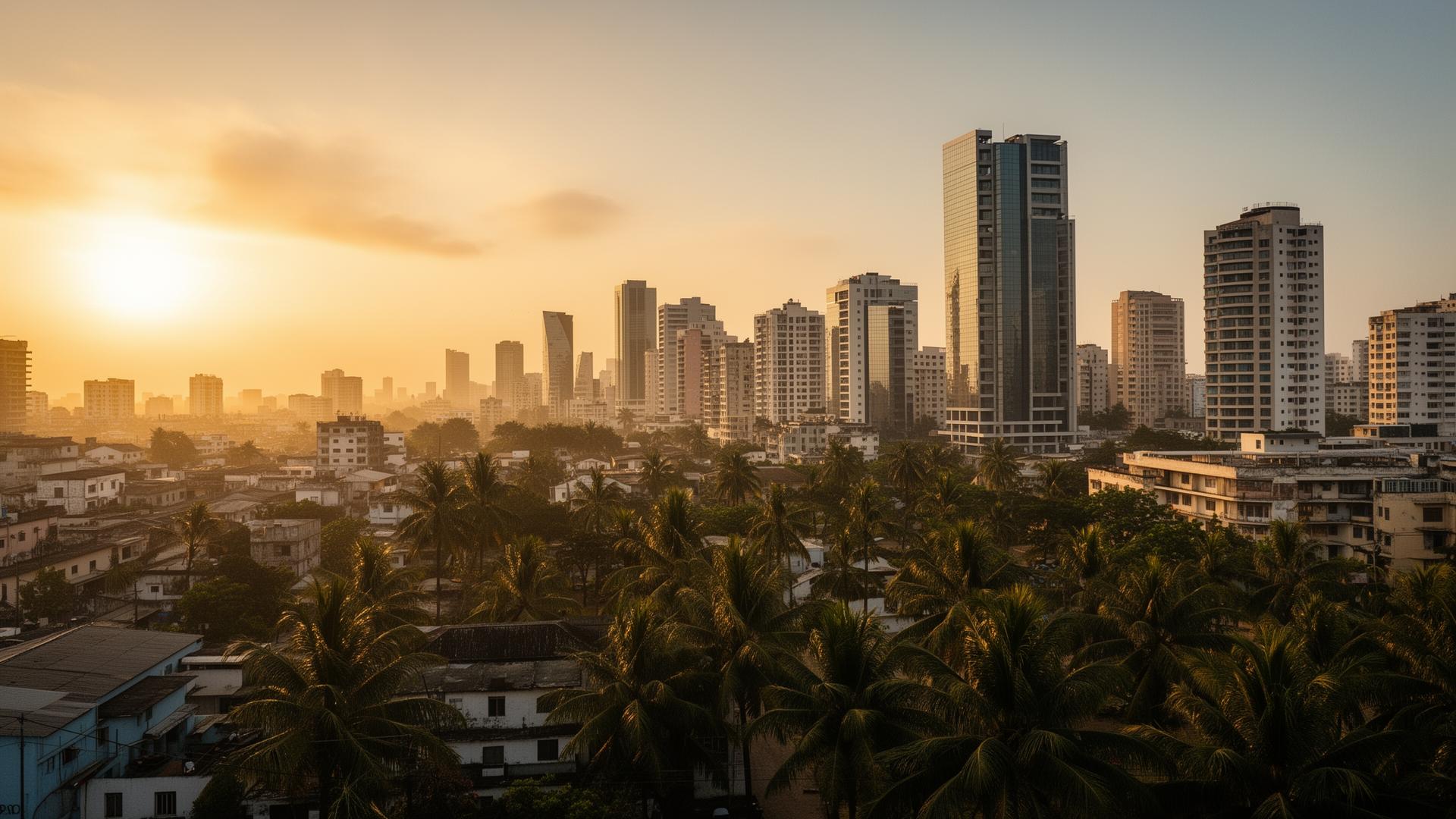 Lagos skyline at golden hour