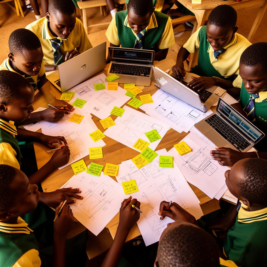 Students sketching wireframes during an EriLearn workshop
